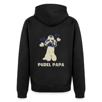 Herren Pudel Papa Hund mit Herzen Herren Vintage H - Unisex Premium Bio Zip Hoodie - Schwarz - Hinten - Nico (187cm)
