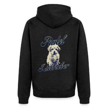 Pudel Liebhaber Hundemotiv Vintage Hund - Unisex Premium Bio Zip Hoodie - Schwarz - Hinten - Nico (187cm)