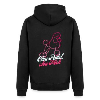 Ohne Pudel ohne mich Hundemotiv Rosa Vintage Hund - Unisex Premium Bio Zip Hoodie - Schwarz - Hinten - Nico (187cm)
