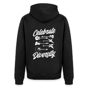 Celebrate Diversity - Unisex Premium Organic Zip Hoodie - black - Back - Nico (187cm)