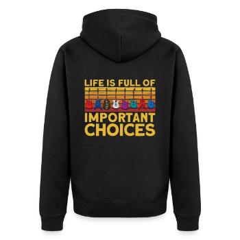 Gitarren Retro - Unisex Premium Bio Zip Hoodie - Schwarz - Hinten - Nico (187cm)