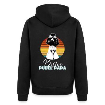 Herren Bester Pudel Papa Hund Herren Vintage Hunde - Unisex Premium Bio Zip Hoodie - Schwarz - Hinten - Nico (187cm)