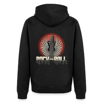Rock and Roll Gitarren - Unisex Premium Bio Zip Hoodie - Schwarz - Hinten - Nico (187cm)