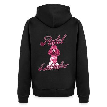 Pudel Liebhaber Hundemotiv Vintage Hund - Unisex Premium Bio Zip Hoodie - Schwarz - Hinten - Nico (187cm)