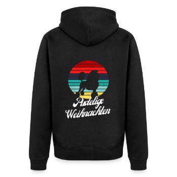 Pudelige Weihnachten Pudel Hundemotiv Weihnachten - Unisex Premium Bio Zip Hoodie - Schwarz - Hinten - Nico (187cm)
