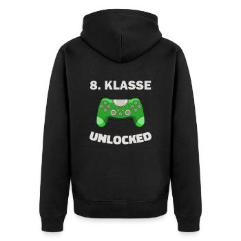 8. Klasse Gamer Deko Zocker Schule Kinder Geschenk - Unisex Premium Bio Zip Hoodie - Schwarz - Hinten - Nico (187cm)