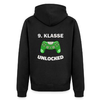 9. Klasse Gamer Deko Zocker Schule Kinder Geschenk - Unisex Premium Bio Zip Hoodie - Schwarz - Hinten - Nico (187cm)