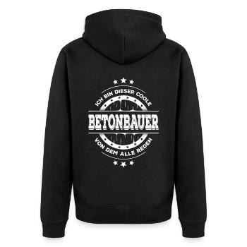 Betonbauer Geburtstag Bauarbeiter Geschenk - Unisex Premium Bio Zip Hoodie - Schwarz - Hinten - Nico (187cm)