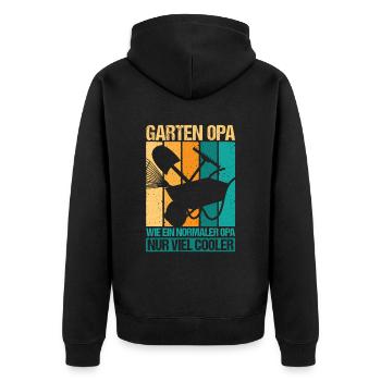 Garten Opa wie ein Normler Opa - Unisex Premium Bio Zip Hoodie - Schwarz - Hinten - Nico (187cm)