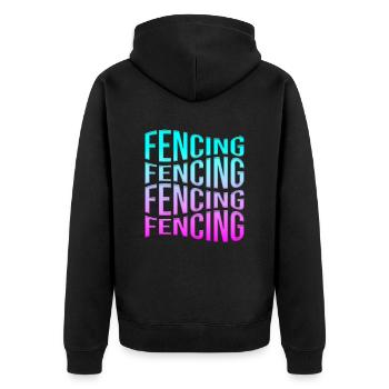Fencing - Unisex Premium Organic Zip Hoodie - black - Back - Nico (187cm)
