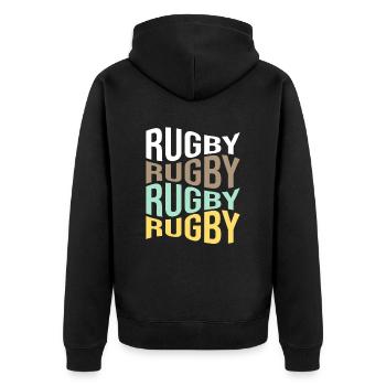 rugby - Unisex Premium Bio Zip Hoodie - Schwarz - Hinten - Nico (187cm)