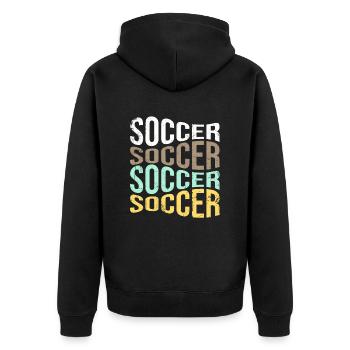 Fußball - Unisex Premium Bio Zip Hoodie - Schwarz - Hinten - Nico (187cm)