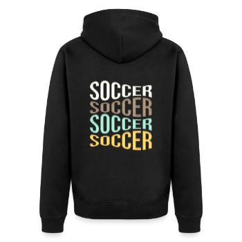 Fußball - Unisex Premium Bio Zip Hoodie - Schwarz - Hinten - Nico (187cm)