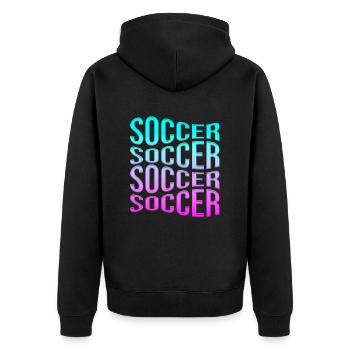 Fußball - Unisex Premium Bio Zip Hoodie - Schwarz - Hinten - Nico (187cm)