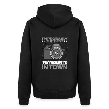 Photographer Photography Camera Funny - Unisex Premium Organic Zip Hoodie - black - Back - Nico (187cm)