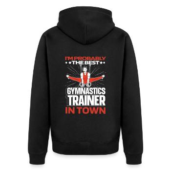 Rsg Turnen Sportgymnastik Lustig - Unisex Premium Bio Zip Hoodie - Schwarz - Hinten - Nico (187cm)