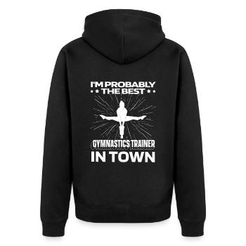 Rsg Turnen Sportgymnastik Witzig - Unisex Premium Bio Zip Hoodie - Schwarz - Hinten - Nico (187cm)