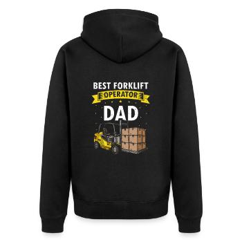 Gabelstaplerfahrer und Lagerhaus Gabestaplerfahrer - Unisex Premium Bio Zip Hoodie - Schwarz - Hinten - Nico (187cm)