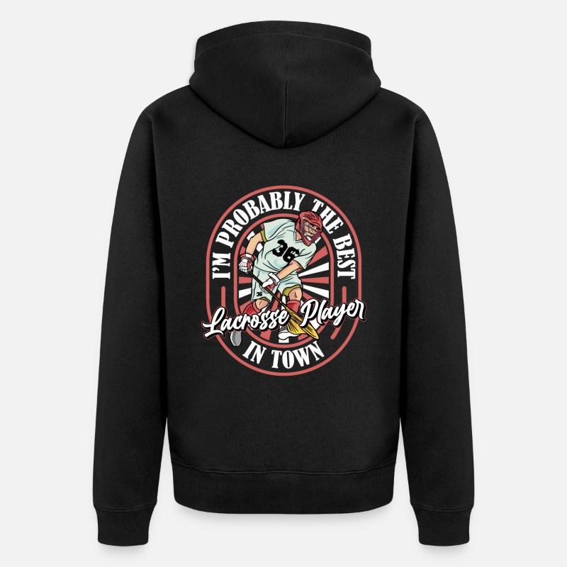 Lacrosse Witzig - Unisex Premium Bio Zip Hoodie - Schwarz