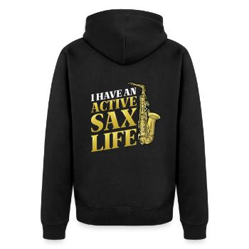 J’ai une vie active de saxophone, le saxophone jazz. - Veste à capuche bio Premium Unisexe - noir - Dos - Nico (187cm)