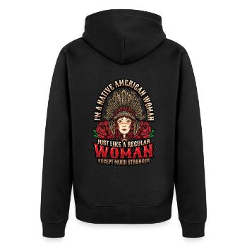 Native American. - Unisex Premium Organic Zip Hoodie - black - Back - Nico (187cm)