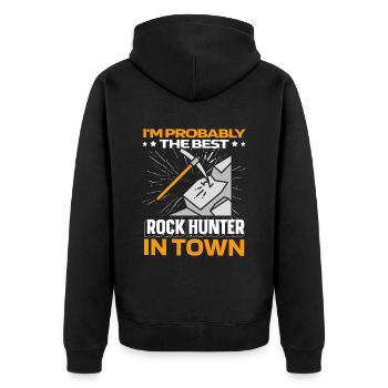 Geologist stone collector Witzig - Unisex Premium Organic Zip Hoodie - black - Back - Nico (187cm)
