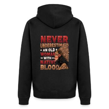 Vieilles femmes avec Native Blood Indian Native - Veste à capuche bio Premium Unisexe - noir - Dos - Nico (187cm)