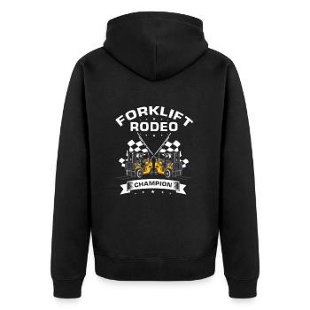Gabelstaplerfahrer und Lagerhaus Gabestaplerfahrer - Unisex Premium Bio Zip Hoodie - Schwarz - Hinten - Nico (187cm)