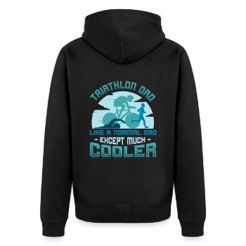 Triathlon-Dad, wie ein normaler Dad, nur cooler. - Unisex Premium Bio Zip Hoodie - Schwarz - Hinten - Nico (187cm)