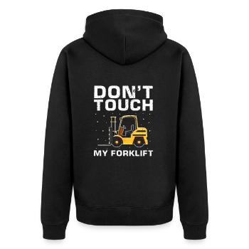 Gabelstaplerbediener und Gabelstaplerfahrer - Unisex Premium Bio Zip Hoodie - Schwarz - Hinten - Nico (187cm)
