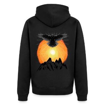Rayons de soleil Raven Mountains Au-delà de la nature Soleil - Veste à capuche bio Premium Unisexe - noir - Dos - Nico (187cm)