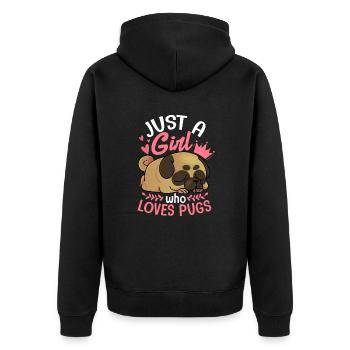 Carlin Chien Chien Ami Pet Pug Pug Pug Cadeau - Veste à capuche bio Premium Unisexe - noir - Dos - Nico (187cm)