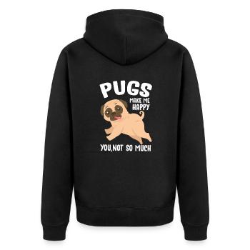 Carlin Chien Chien Ami Pet Pug Pug Pug Cadeau - Veste à capuche bio Premium Unisexe - noir - Dos - Nico (187cm)