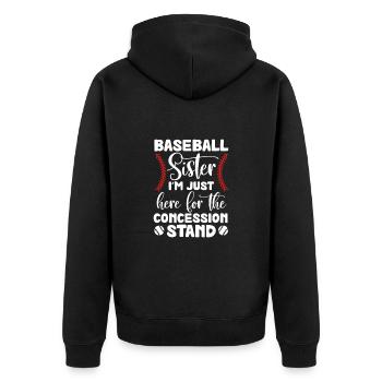 Baseball Schwester - Unisex Premium Bio Zip Hoodie - Schwarz - Hinten - Nico (187cm)