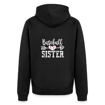 Baseball Schwester - Unisex Premium Bio Zip Hoodie - Schwarz - Hinten - Nico (187cm)