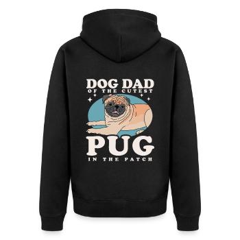 Mops Dad Hundeliebhaber Hundebesitzer Geschenk - Unisex Premium Bio Zip Hoodie - Schwarz - Hinten - Nico (187cm)