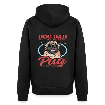 Mops Dad | Hundeliebhaber Hundebesitzer Geschenk - Unisex Premium Bio Zip Hoodie - Schwarz - Hinten - Nico (187cm)