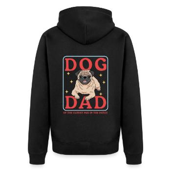Mops Dad Hundebesitzer Hundeliebhaber Geschenk - Unisex Premium Bio Zip Hoodie - Schwarz - Hinten - Nico (187cm)
