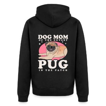 Mops Mom Hundeliebhaber Hundebesitzer Geschenk - Unisex Premium Bio Zip Hoodie - Schwarz - Hinten - Nico (187cm)