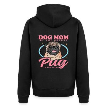 Mops Mom Hundeliebhaber Hundebesitzerin Geschenk - Unisex Premium Bio Zip Hoodie - Schwarz - Hinten - Nico (187cm)