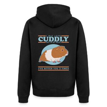 Meerschweinchen Meerschwein Geschenk - Unisex Premium Bio Zip Hoodie - Schwarz - Hinten - Nico (187cm)