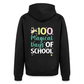 100 Magical Of Days Of School Unicorn Lover - Unisex Premium Organic Zip Hoodie - black - Back - Nico (187cm)