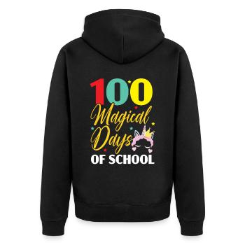 100 Magical Of Days Of School Unicorn Lover - Unisex Premium Organic Zip Hoodie - black - Back - Nico (187cm)