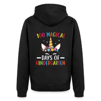 100 Magical Days Of Kindergarten Unicorn Lover - Unisex Premium Organic Zip Hoodie - black - Back - Nico (187cm)