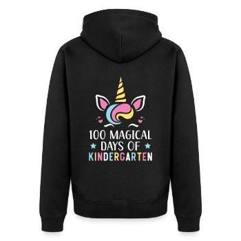100 Magical Days Of Kindergarten Unicorn Lover - Unisex Premium Organic Zip Hoodie - black - Back - Nico (187cm)