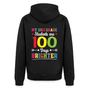 Joyeux professeur de 2e année du 100e jour d’école - Veste à capuche bio Premium Unisexe - noir - Dos - Nico (187cm)