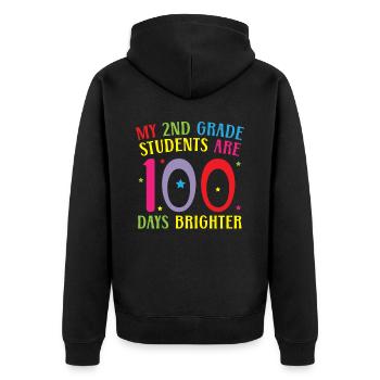 Joyeux professeur de 2e année du 100e jour d’école - Veste à capuche bio Premium Unisexe - noir - Dos - Nico (187cm)