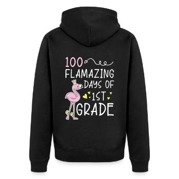 100 Flamazing Days Of 1st Grade Student Flamingo - Unisex Premium Organic Zip Hoodie - black - Back - Nico (187cm)