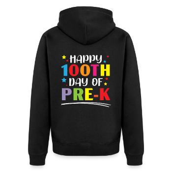 Joyeux 100e jour d’école Pre-K Enseignant Élève - Veste à capuche bio Premium Unisexe - noir - Dos - Nico (187cm)