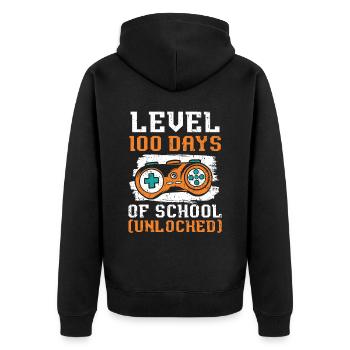 Level 100 Days Of School Unlocked Video Game Gamer - Unisex Premium Organic Zip Hoodie - black - Back - Nico (187cm)